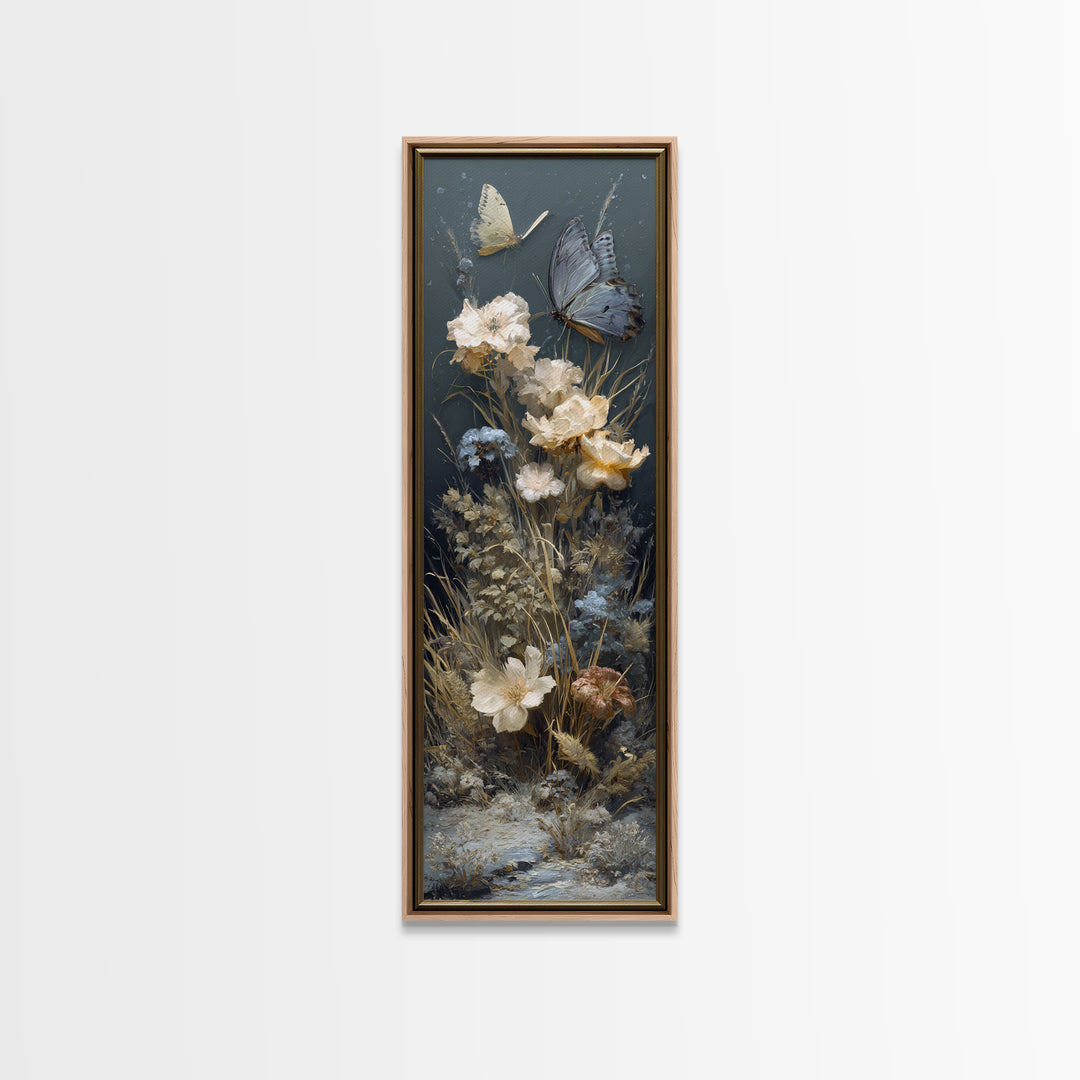 Garden Butterfly and Flowers Specimen Study Canvas Print, Guest Bedroom Art, New Home Gift, Bedroom Decor, Fine Art, Guest, GBA-1x3-11