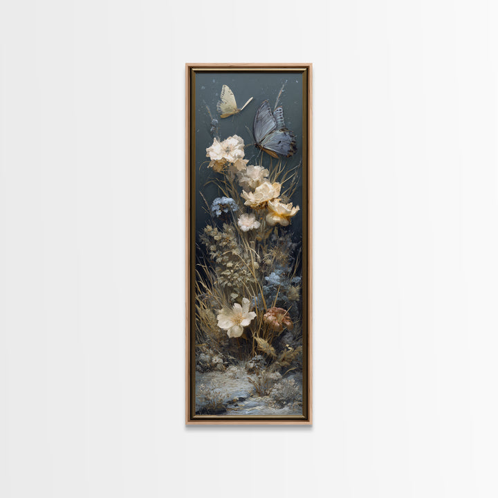 Garden Butterfly and Flowers Specimen Study Canvas Print, Guest Bedroom Art, New Home Gift, Bedroom Decor, Fine Art, Guest, GBA-1x3-11