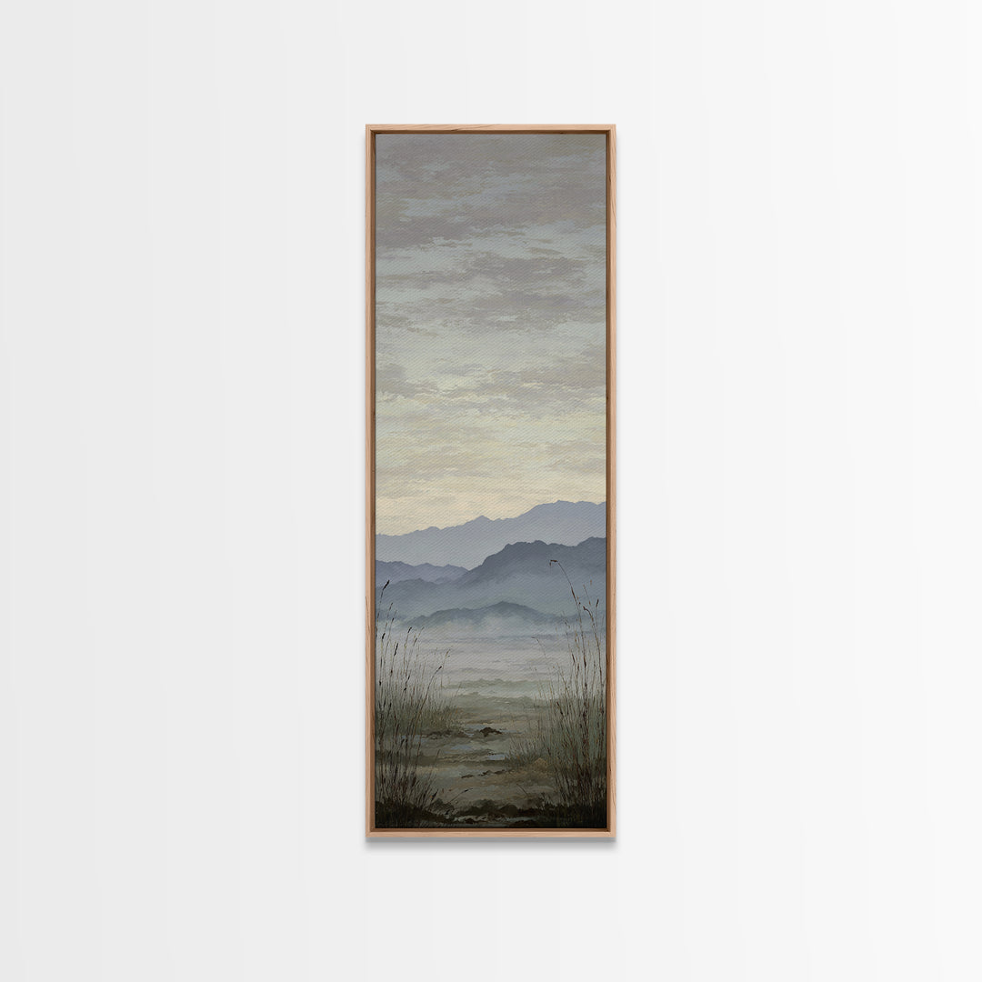 Soft Mountain Horizon Framed Canvas Print, Guest Bedroom Art, Poster, Bedroom Decor, Oil Painting, Guest, Farmhouse Decor, GBA-1x3-19