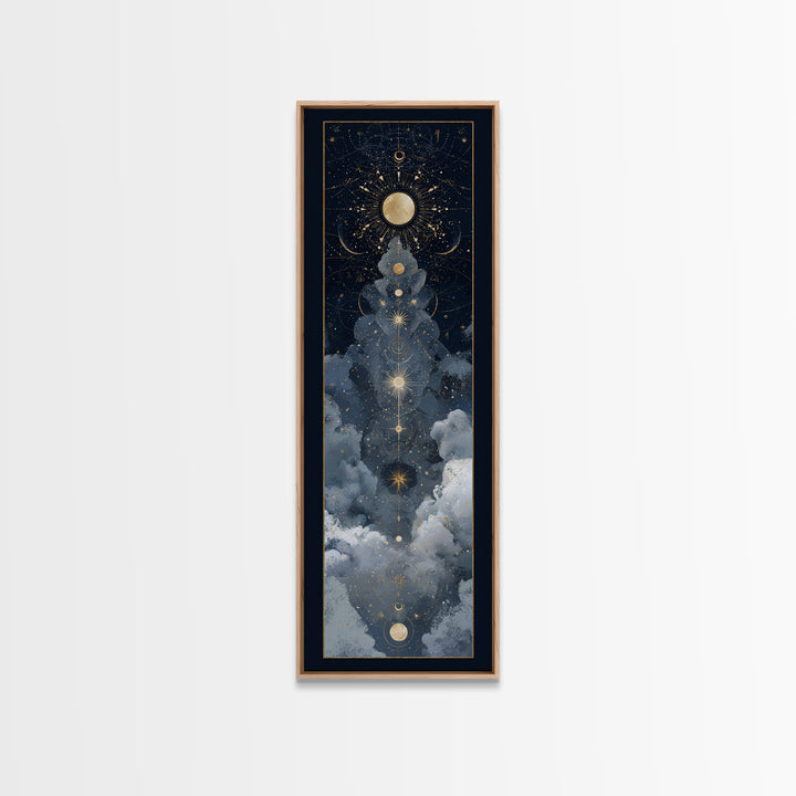 Minimal Moon and Stars Composition Framed Canvas Print, Guest Bedroom Art, Home Decor, Bedroom Decor, Fine Art, Guest, GBA-1x3-52