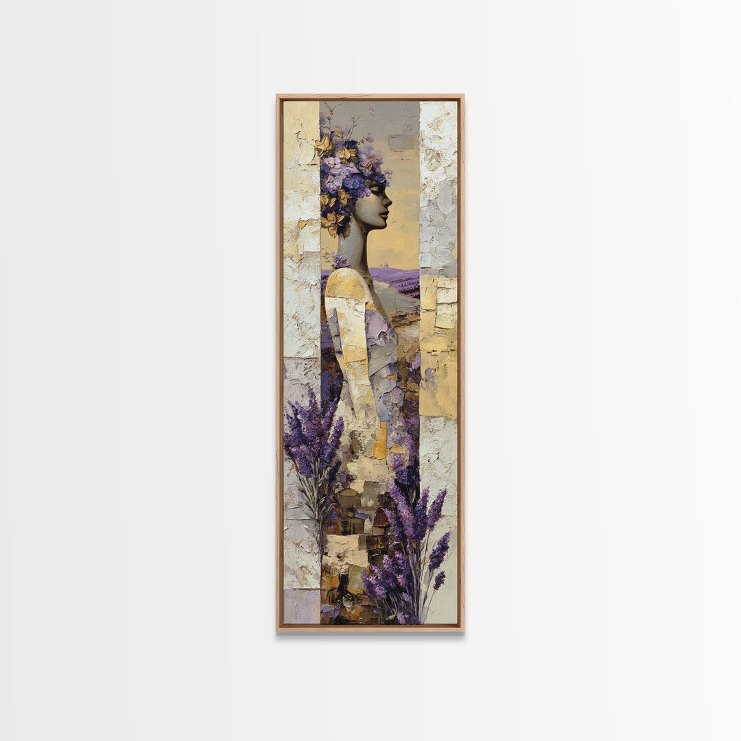 Lavender Field under Pale Sky Canvas Print, Guest Bedroom Art, Bedroom Decor, Oil Painting, Guest, Above Bed Decor, GBA-1x3-55