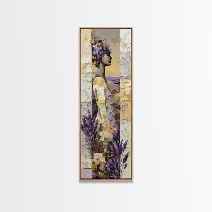 Lavender Field under Pale Sky Canvas Print, Guest Bedroom Art, Bedroom Decor, Oil Painting, Guest, Above Bed Decor, GBA-1x3-55