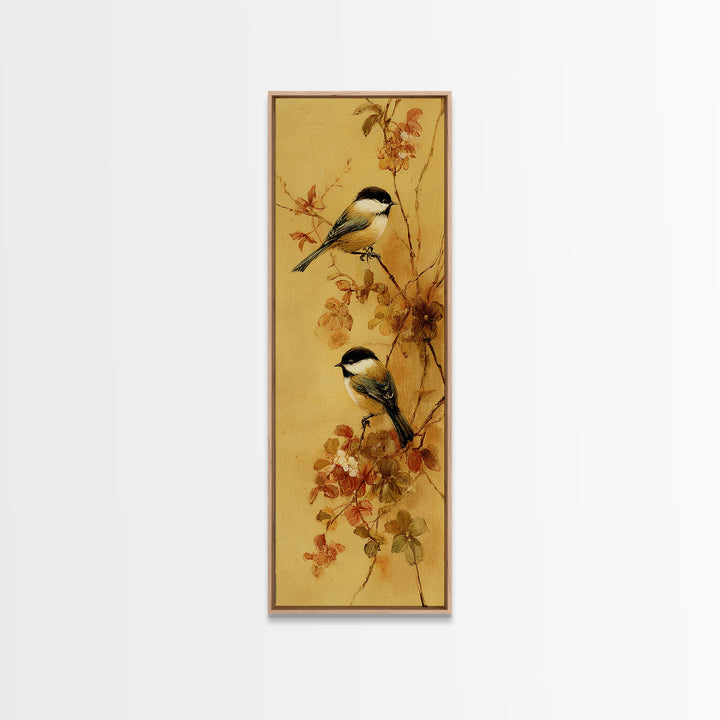 Small Bird Pair on Flowering Branch Framed Canvas Print, Guest Bedroom Art, Framed Wall Art, Bedroom Decor, Watercolor Art, GBA-1x3-64
