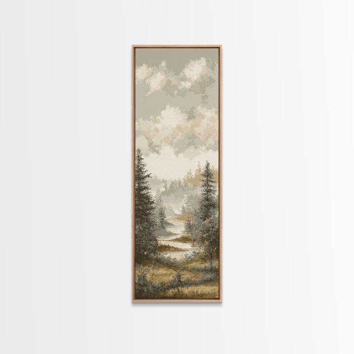 Monochrome Forest Silhouette Canvas Print, Guest Bedroom Art, Prints, Bedroom Decor, Oil Painting, Guest 373, Set of Wall Art, GBA-1x3-73