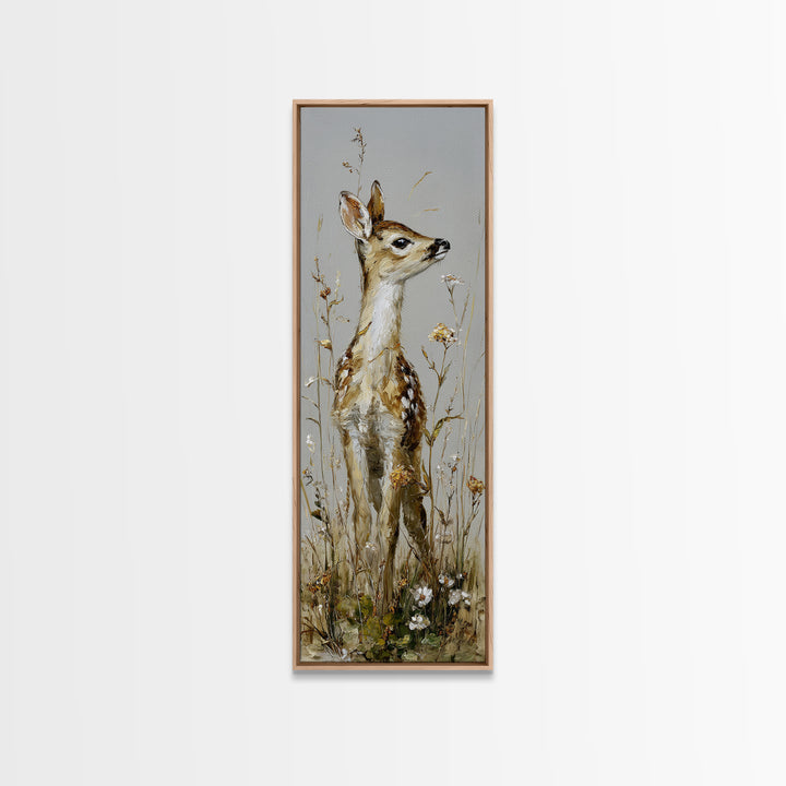 Sunlit Meadow with Delicate Flowers Framed Canvas Print, Guest Bedroom Art, Cat Wall Art, Bedroom Decor, Oil Painting, Guest, GBA-1x3-75
