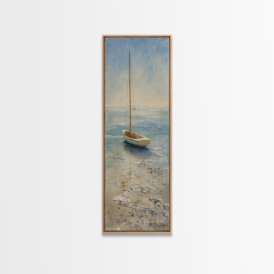 Soft Watercolor Sailboat on Quiet Water Canvas Print, Guest Bedroom Art, Bedroom Prints, Bedroom Decor, Fine Art, Guest, GBA-1x3-78