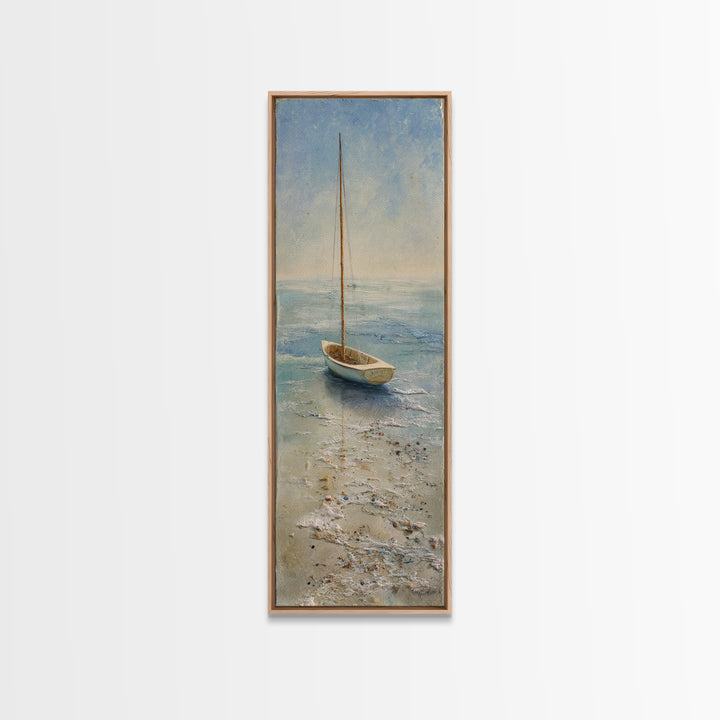 Soft Watercolor Sailboat on Quiet Water Canvas Print, Guest Bedroom Art, Bedroom Prints, Bedroom Decor, Fine Art, Guest, GBA-1x3-78