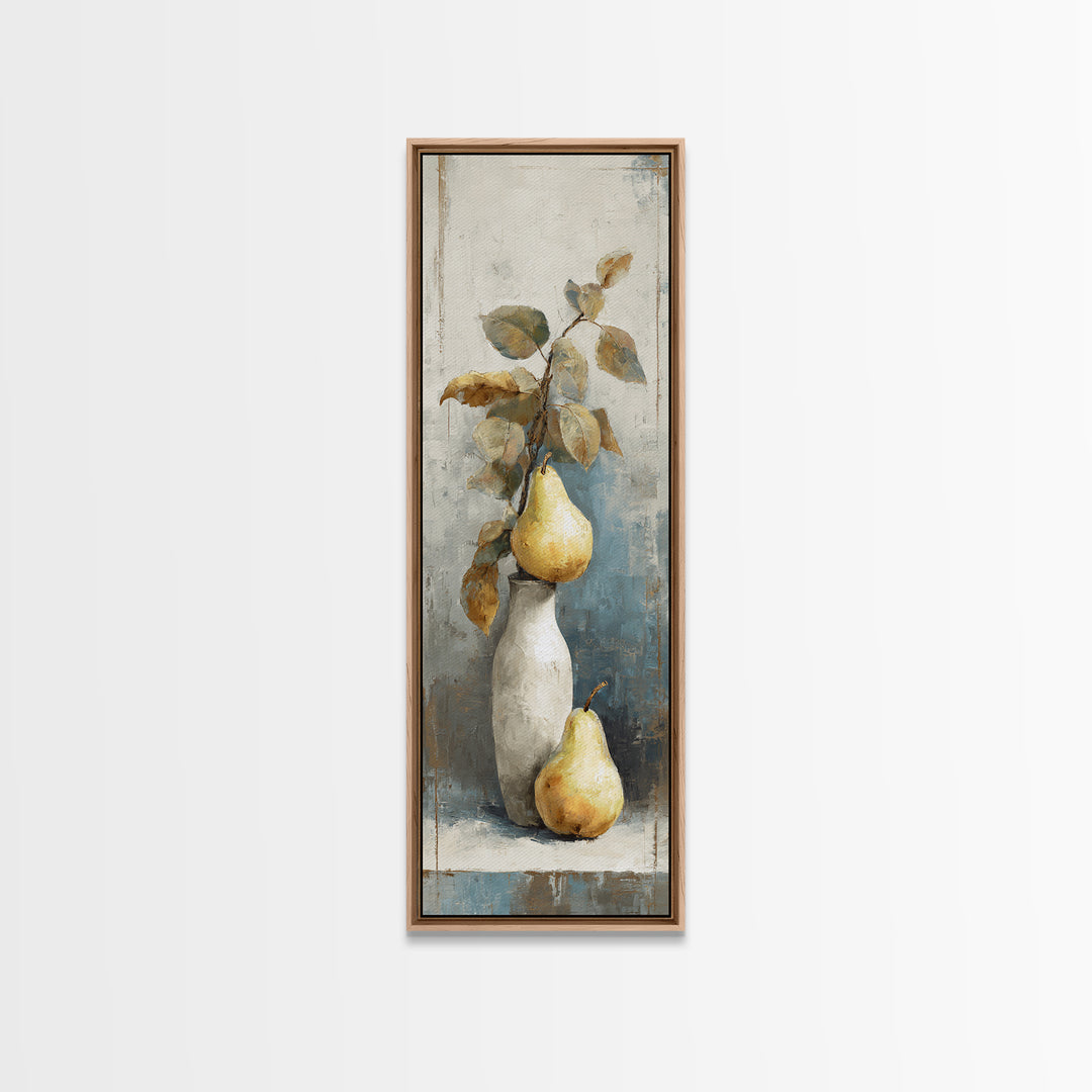 Classic Pear Still Life for Cozy Hospitality Framed Canvas Print, Guest Bedroom Art, Statement Artwork, Bedroom Decor, Guest, GBA-1x3-8