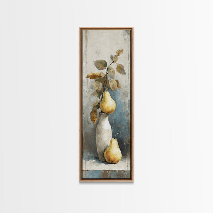 Classic Pear Still Life for Cozy Hospitality Framed Canvas Print, Guest Bedroom Art, Statement Artwork, Bedroom Decor, Guest, GBA-1x3-8