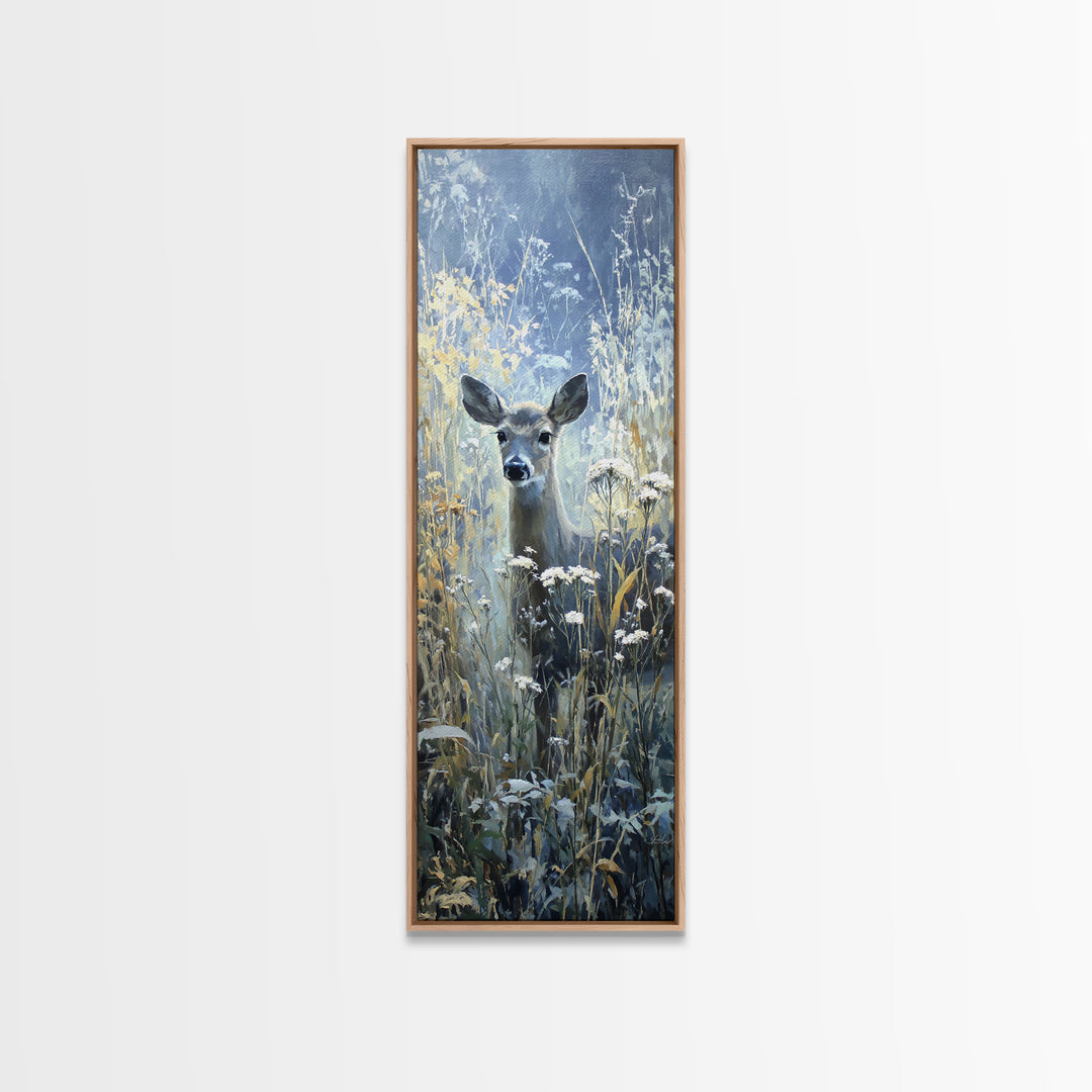 Sunlit Meadow with Delicate Flowers Canvas Print, Guest Bedroom Art, Trendy Wall Art, Bedroom Decor, Watercolor Art, Guest, GBA-1x3-99