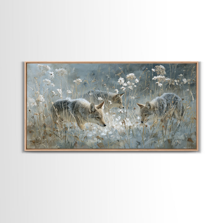 Sunlit Meadow with Delicate Flowers Framed Canvas Print, Guest Bedroom Art, Living Room Wall Art, Bedroom Decor, Guest, GBA-2x1-11