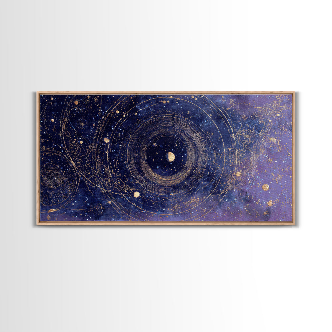Minimal Moon and Stars Composition Framed Canvas Print, Guest Bedroom Art, Art Print, Bedroom Decor, Fine Art, Guest, GBA-2x1-12