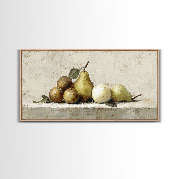 Classic Pear Still Life for Cozy Hospitality Framed Canvas Print, Guest Bedroom Art, Fine Art Print, Bedroom Decor, Guest, GBA-2x1-16