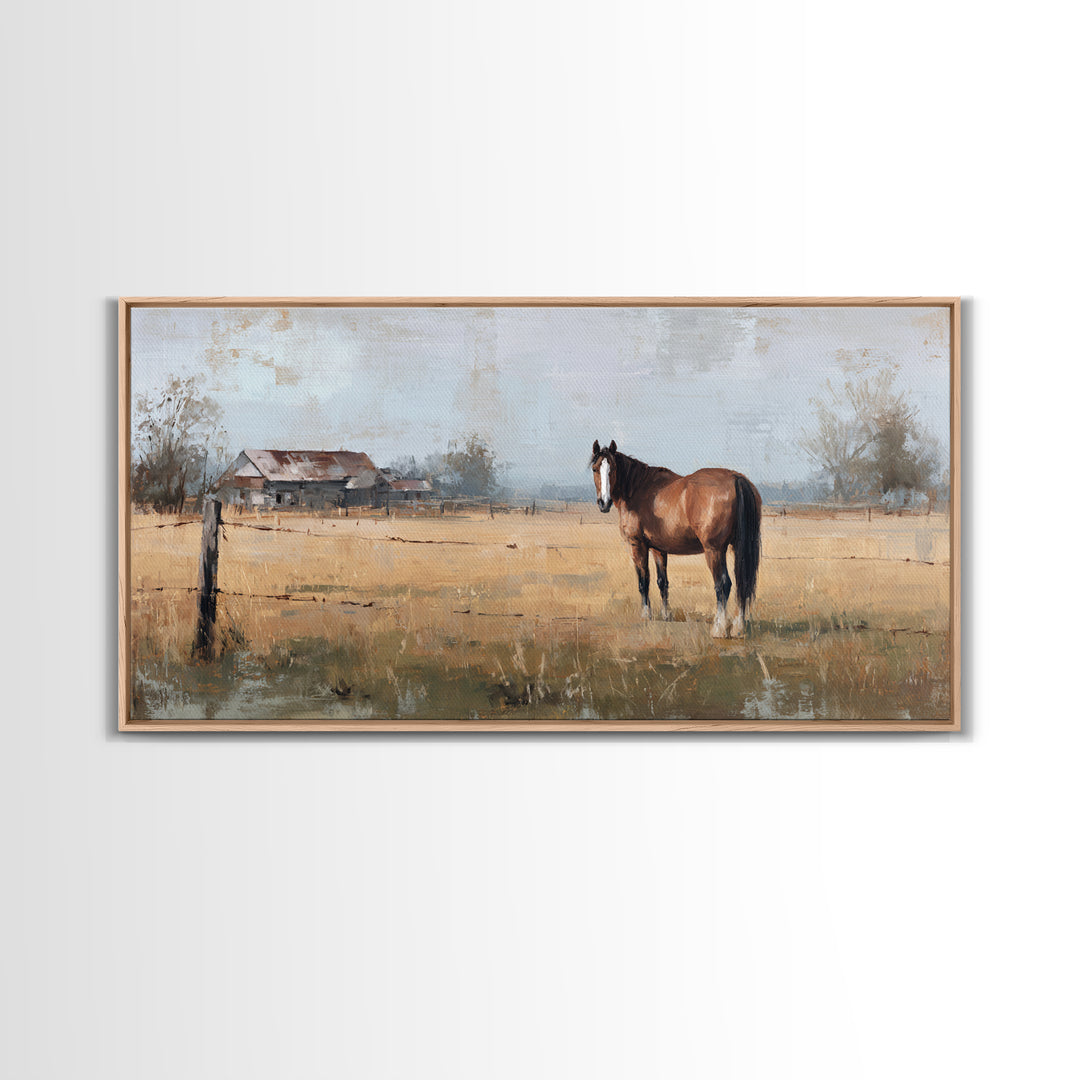 Quiet Horse Pasture at Sunset Canvas Print, Guest Bedroom Art, Contemporary Art, Bedroom Decor, Fine Art, Guest, Digital Print, GBA-2x1-17