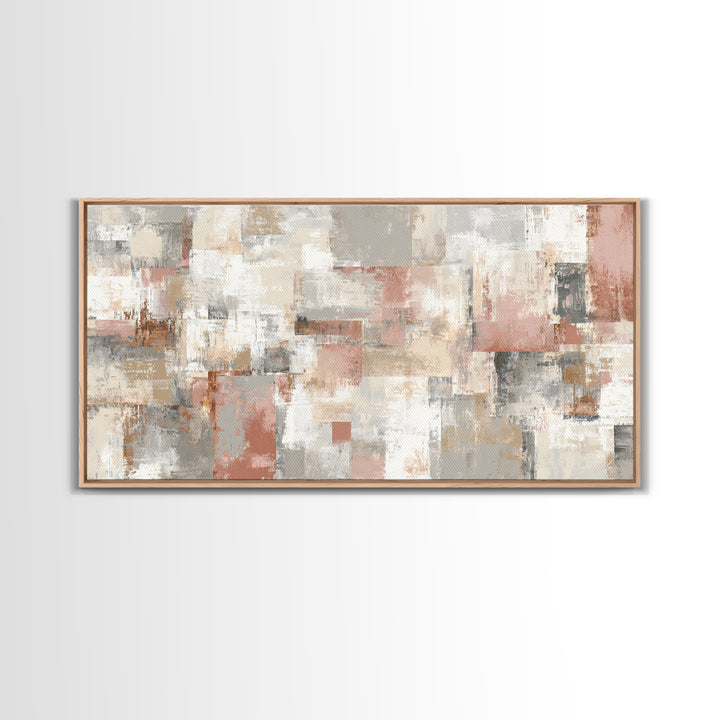Warm Terracotta Shapes Framed Canvas Print, Guest Bedroom Art, Statement Artwork, Bedroom Decor, Abstract Art, Guest, GBA-2x1-18