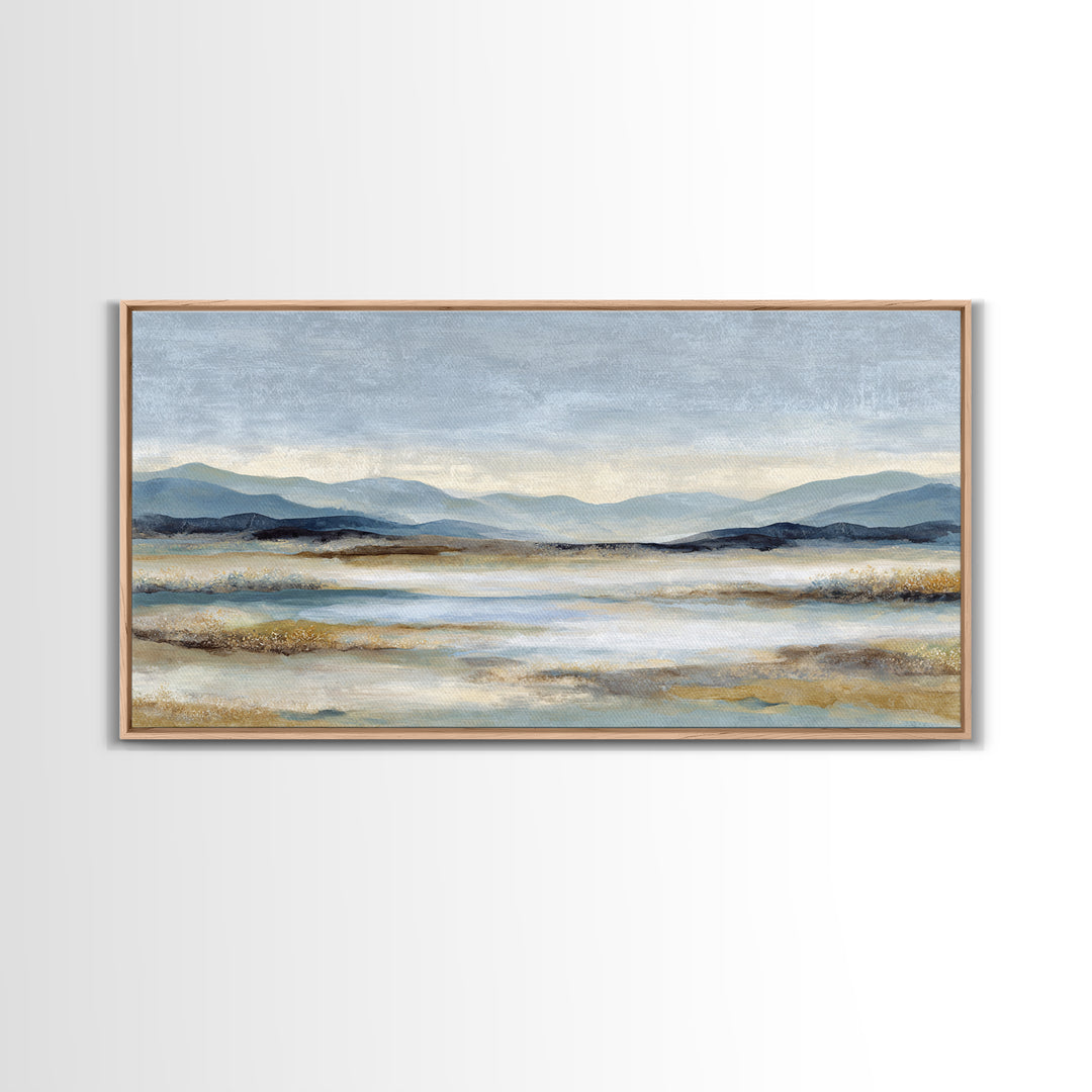 Gentle Rain over Distant Hills Framed Canvas Print, Guest Bedroom Art, Statement Artwork, Bedroom Decor, Fine Art, Guest, GBA-2x1-20