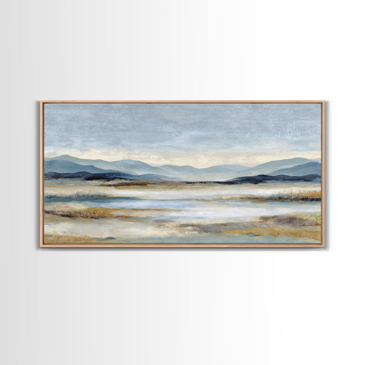 Gentle Rain over Distant Hills Framed Canvas Print, Guest Bedroom Art, Statement Artwork, Bedroom Decor, Fine Art, Guest, GBA-2x1-20