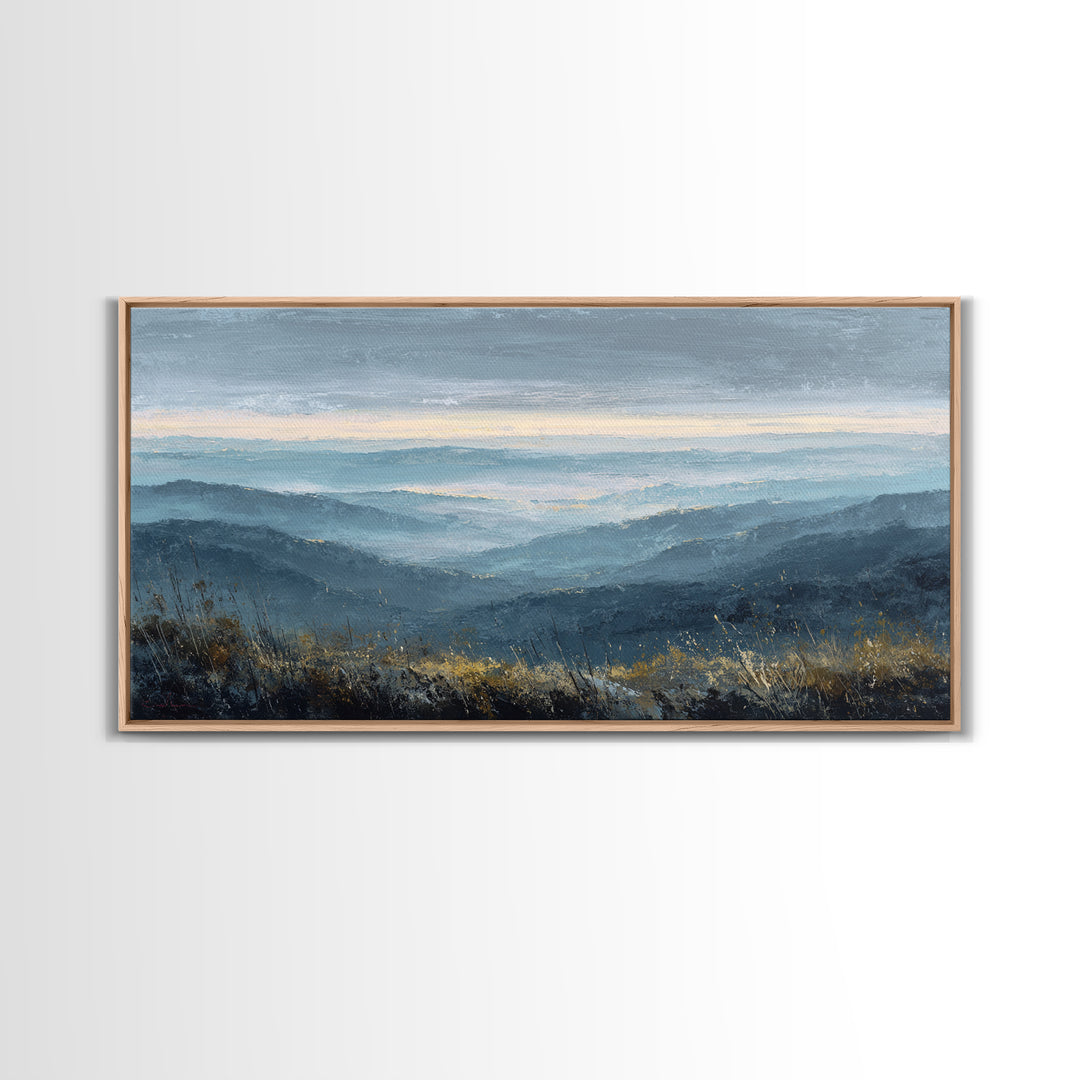 Soft Mountain Horizon Framed Canvas Print, Guest Bedroom Art, Fine Art Print, Bedroom Decor, Fine Art, Guest, Poster, GBA-2x1-27