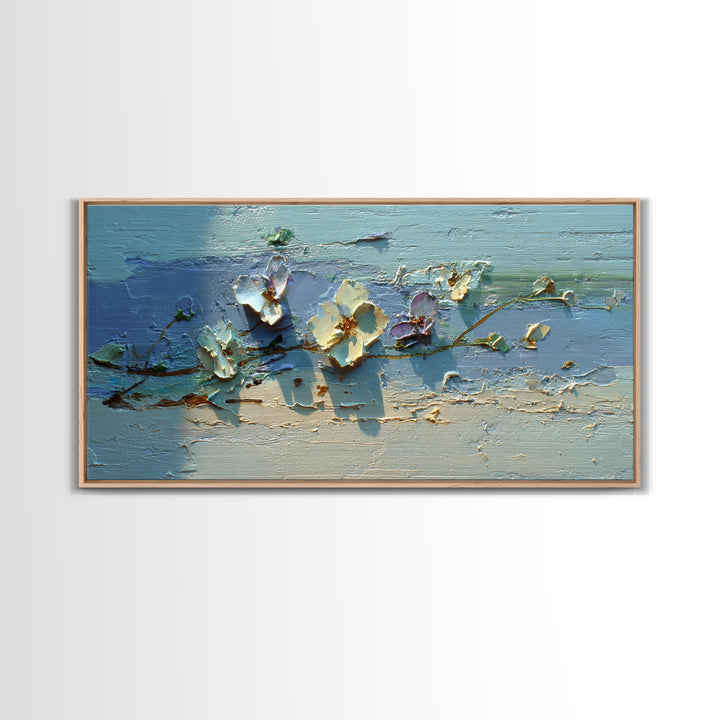 Garden Butterfly and Flowers Specimen Study Framed Canvas Print, Guest Bedroom Art, Prints, Bedroom Decor, Oil Painting, Guest, GBA-2x1-43