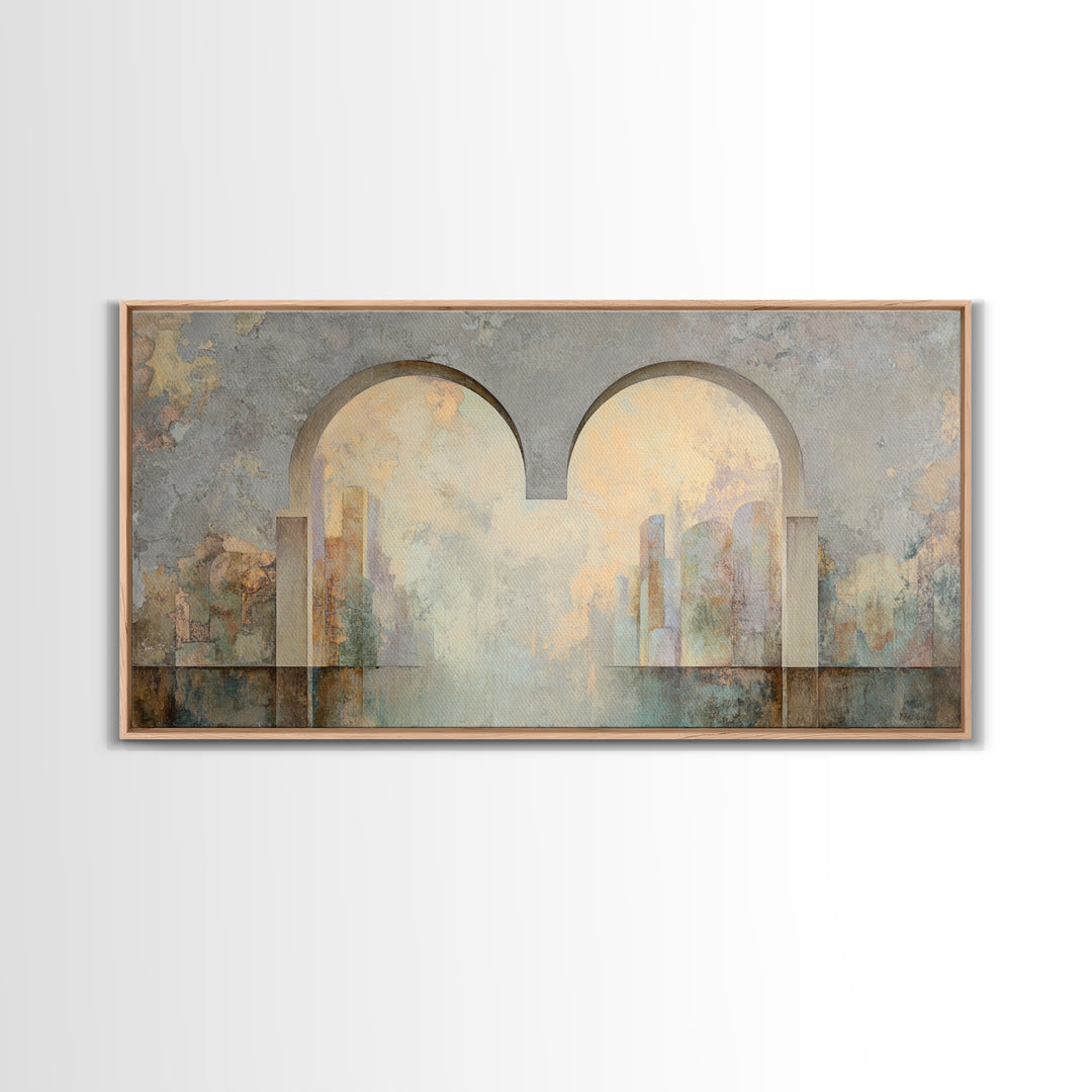 Gentle Rain over Distant Hills Canvas Print, Guest Bedroom Art, Textured Painting, Bedroom Decor, Abstract Art, Guest, GBA-2x1-44