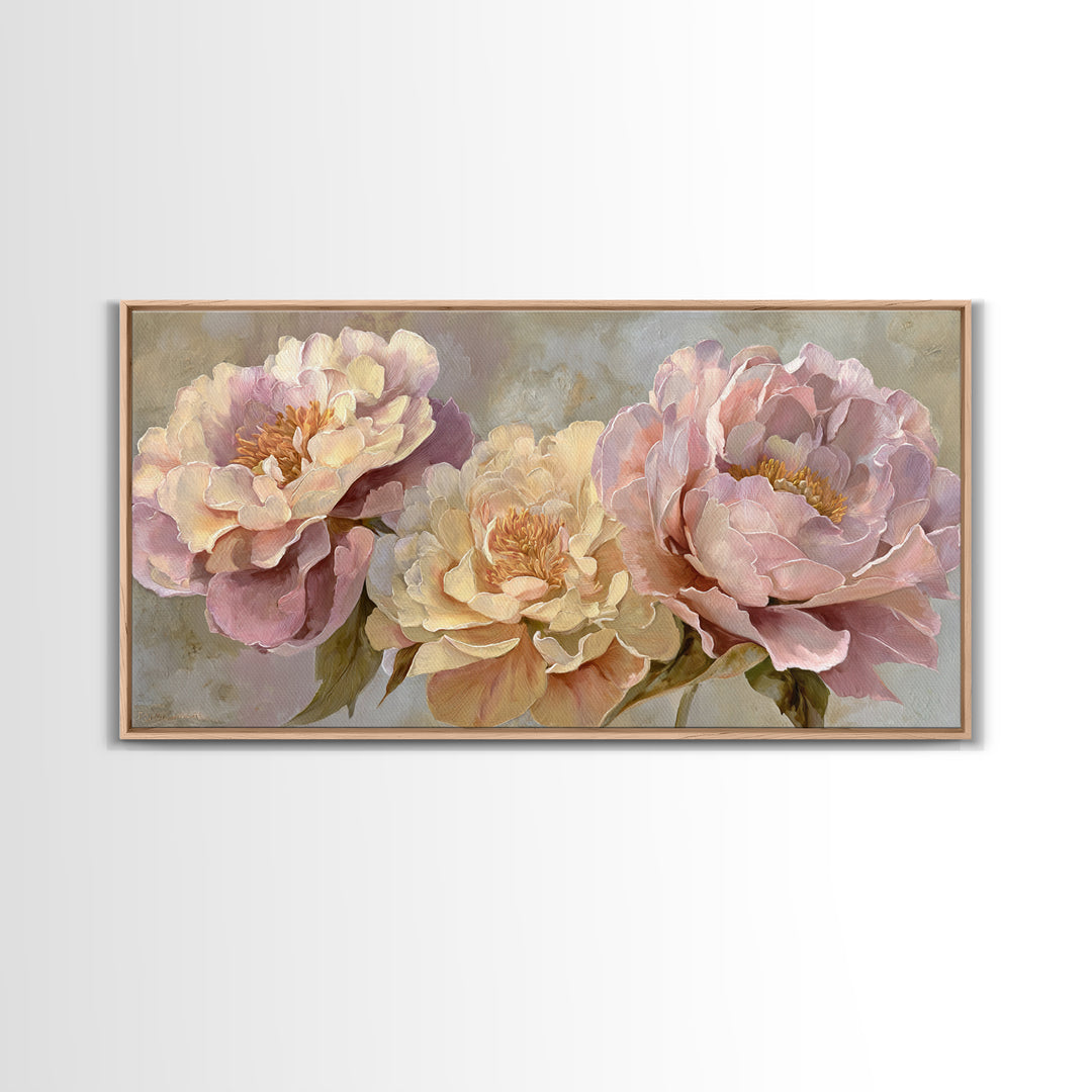 Neutral Peony Painting Framed Canvas Print, Guest Bedroom Art, Poster, Bedroom Decor, Abstract Art, Guest, Farmhouse Decor, GBA-2x1-5