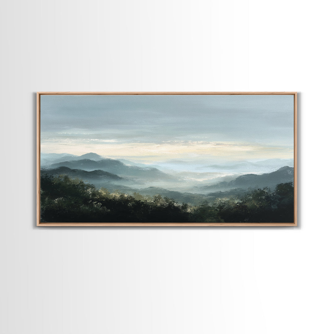 Soft Mountain Horizon Framed Canvas Print, Guest Bedroom Art, Farmhouse Decor, Bedroom Decor, Fine Art, Guest, Trendy Wall Art, GBA-2x1-99