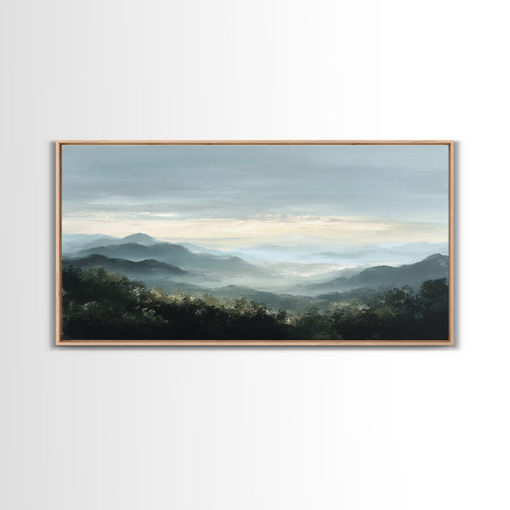 Soft Mountain Horizon Framed Canvas Print, Guest Bedroom Art, Farmhouse Decor, Bedroom Decor, Fine Art, Guest, Trendy Wall Art, GBA-2x1-99
