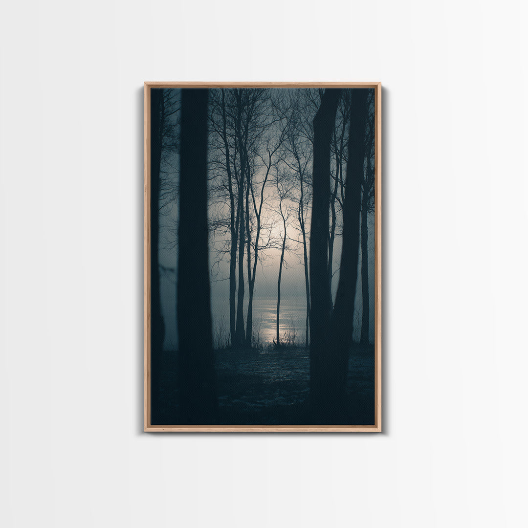Monochrome Forest Silhouette Framed Canvas Print, Guest Bedroom Art, Contemporary Art, Bedroom Decor, Fine Art, Guest, GBA-2x3-21