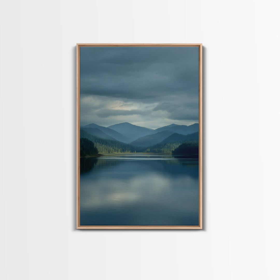Quiet Lake Landscape at Early Morning Framed Canvas Print, Guest Bedroom Art, Contemporary Art, Bedroom Decor, Fine Art, Guest, GBA-2x3-34