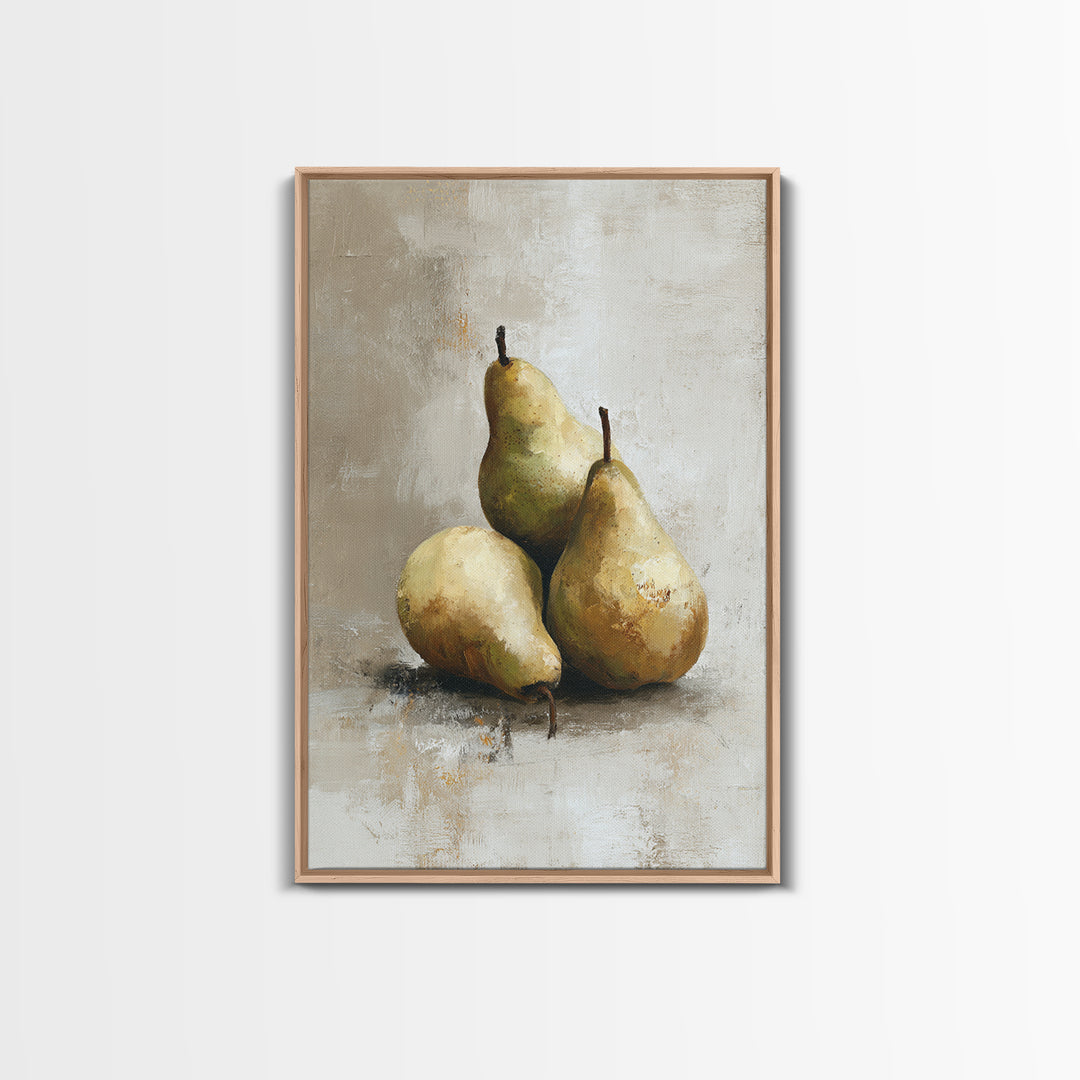 Classic Pear Still Life for Cozy Hospitality Framed Canvas Print, Guest Bedroom Art, Statement Artwork, Bedroom Decor, Guest, GBA-2x3-4