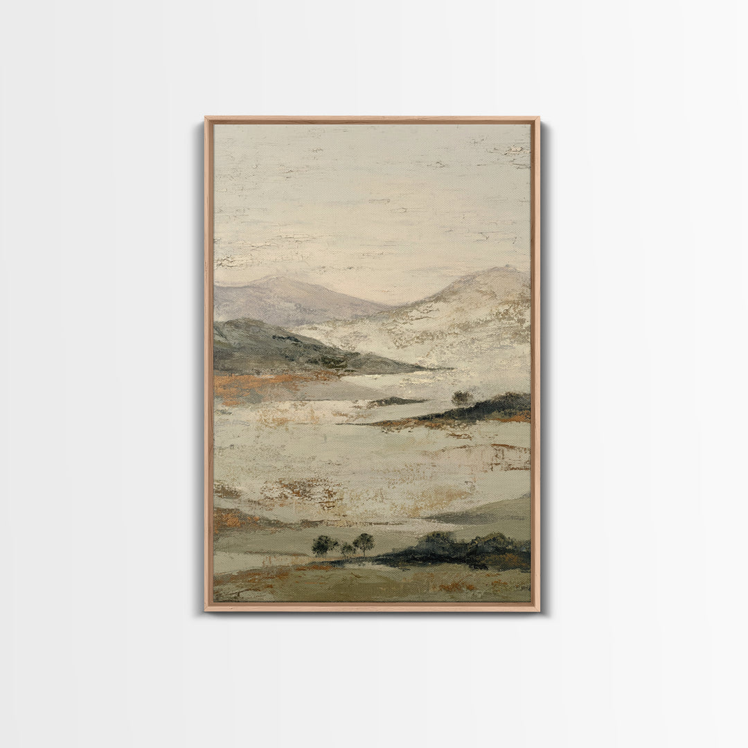 Gentle Rain over Distant Hills Framed Canvas Print, Guest Bedroom Art, Neutral Decor, Bedroom Decor, Abstract Art, Guest, GBA-2x3-56