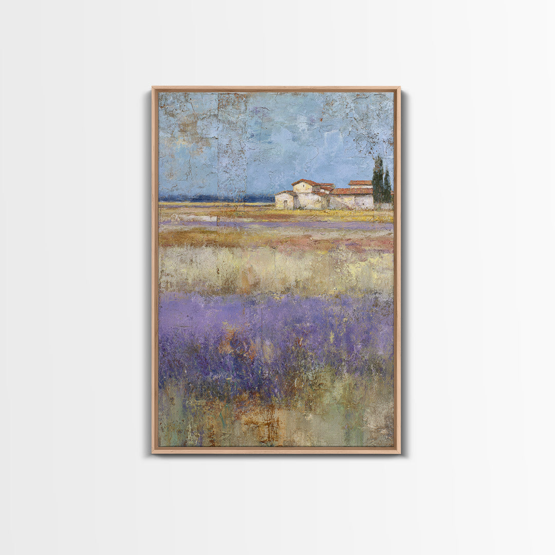 Lavender Field under Pale Sky Framed Canvas Print, Guest Bedroom Art, Home, Bedroom Decor, Fine Art, Guest, Bedroom Wall Art, GBA-2x3-75