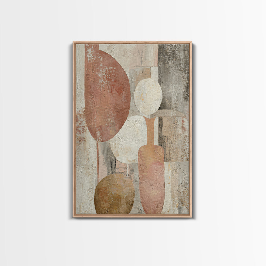 Warm Terracotta Shapes Framed Canvas Print, Guest Bedroom Art, Digital Prints, Bedroom Decor, Abstract Art, Guest, GBA-2x3-78