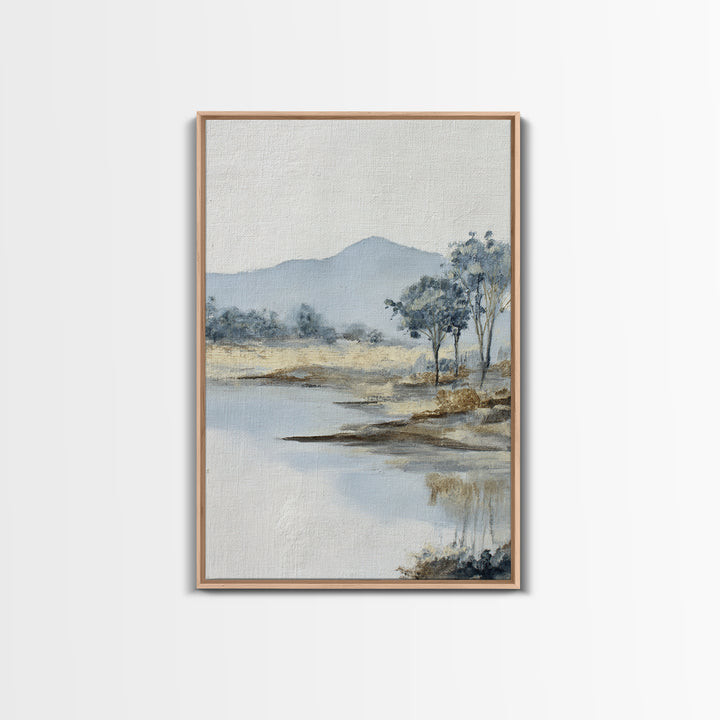 Gentle Rain over Distant Hills Framed Canvas Print, Guest Bedroom Art, Bedroom Wall Decor, Bedroom Decor, Oil Painting, Guest, GBA-2x3-8