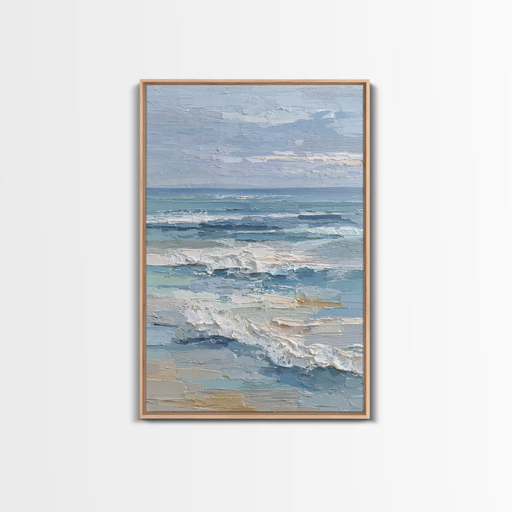 Coastal Dunes in Pale Blue and Sand Framed Canvas Print, Guest Bedroom Art, Farmhouse Decor, Bedroom Decor, Fine Art, Guest, GBA-2x3-85