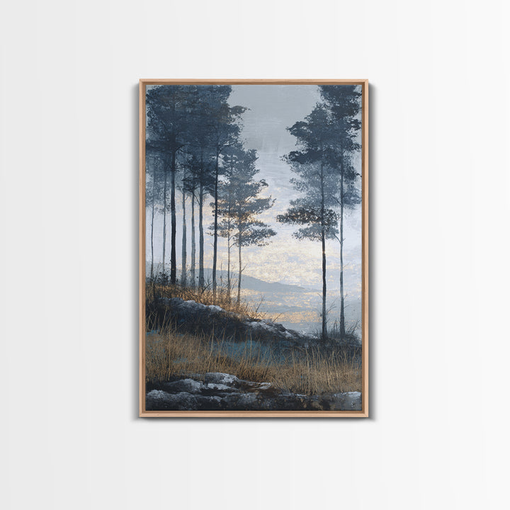 Monochrome Forest Silhouette Framed Canvas Print, Guest Bedroom Art, Bedroom Decor, Fine Art, Guest, Above Bed Decor, GBA-2x3-93