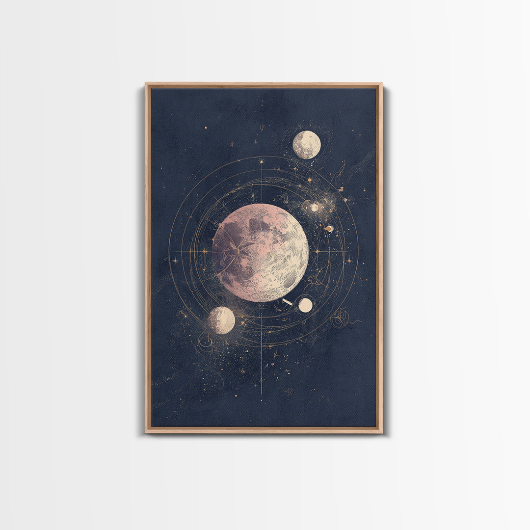 Minimal Moon and Stars Composition Canvas Print, Guest Bedroom Art, Wall Art Prints, Bedroom Decor, Guest, Cat Wall Art, GBA-2x3-96