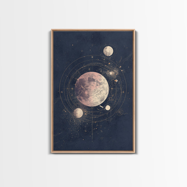 Minimal Moon and Stars Composition Canvas Print, Guest Bedroom Art, Wall Art Prints, Bedroom Decor, Guest, Cat Wall Art, GBA-2x3-96
