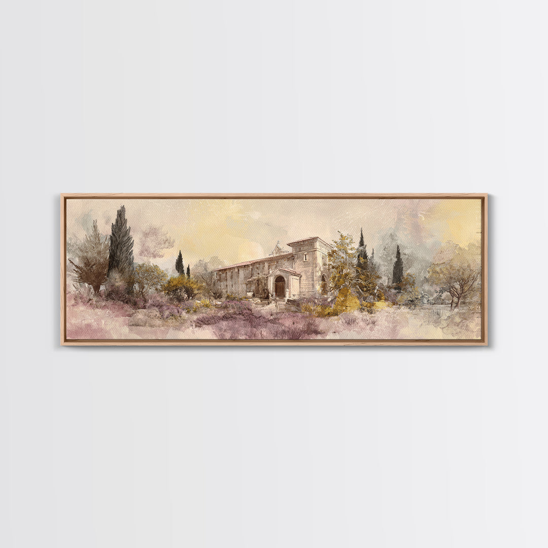 Lavender Field under Pale Sky Canvas Print, Guest Bedroom Art, Trendy Wall Art, Bedroom Decor, Watercolor Art, Guest, GBA-3x1-11
