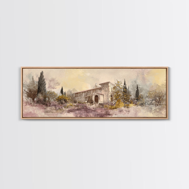 Lavender Field under Pale Sky Canvas Print, Guest Bedroom Art, Trendy Wall Art, Bedroom Decor, Watercolor Art, Guest, GBA-3x1-11