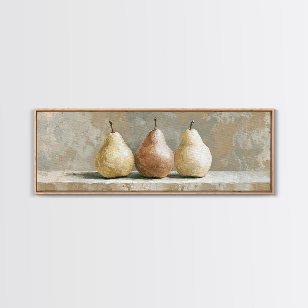 Classic Pear Still Life for Cozy Hospitality Framed Canvas Print, Guest Bedroom Art, Funky Wall Art, Bedroom Decor, Guest, GBA-3x1-12