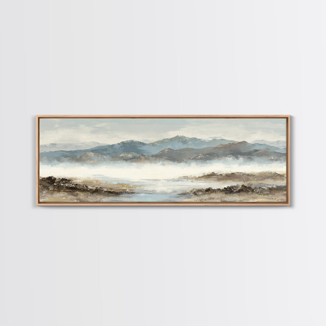 Soft Mountain Horizon Framed Canvas Print, Guest Bedroom Art, Boho Decor, Bedroom Decor, Fine Art, Guest, Digital Prints, GBA-3x1-23