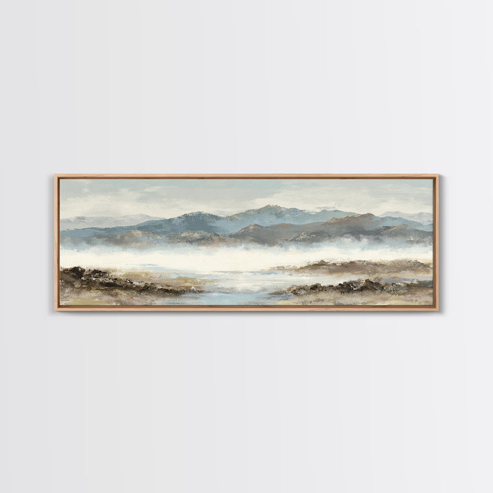 Soft Mountain Horizon Framed Canvas Print, Guest Bedroom Art, Boho Decor, Bedroom Decor, Fine Art, Guest, Digital Prints, GBA-3x1-23