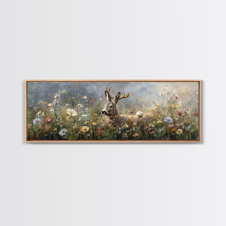 Sunlit Meadow with Delicate Flowers Canvas Print, Guest Bedroom Art, Luxury Decor, Bedroom Decor, Fine Art, Guest, Home, GBA-3x1-31