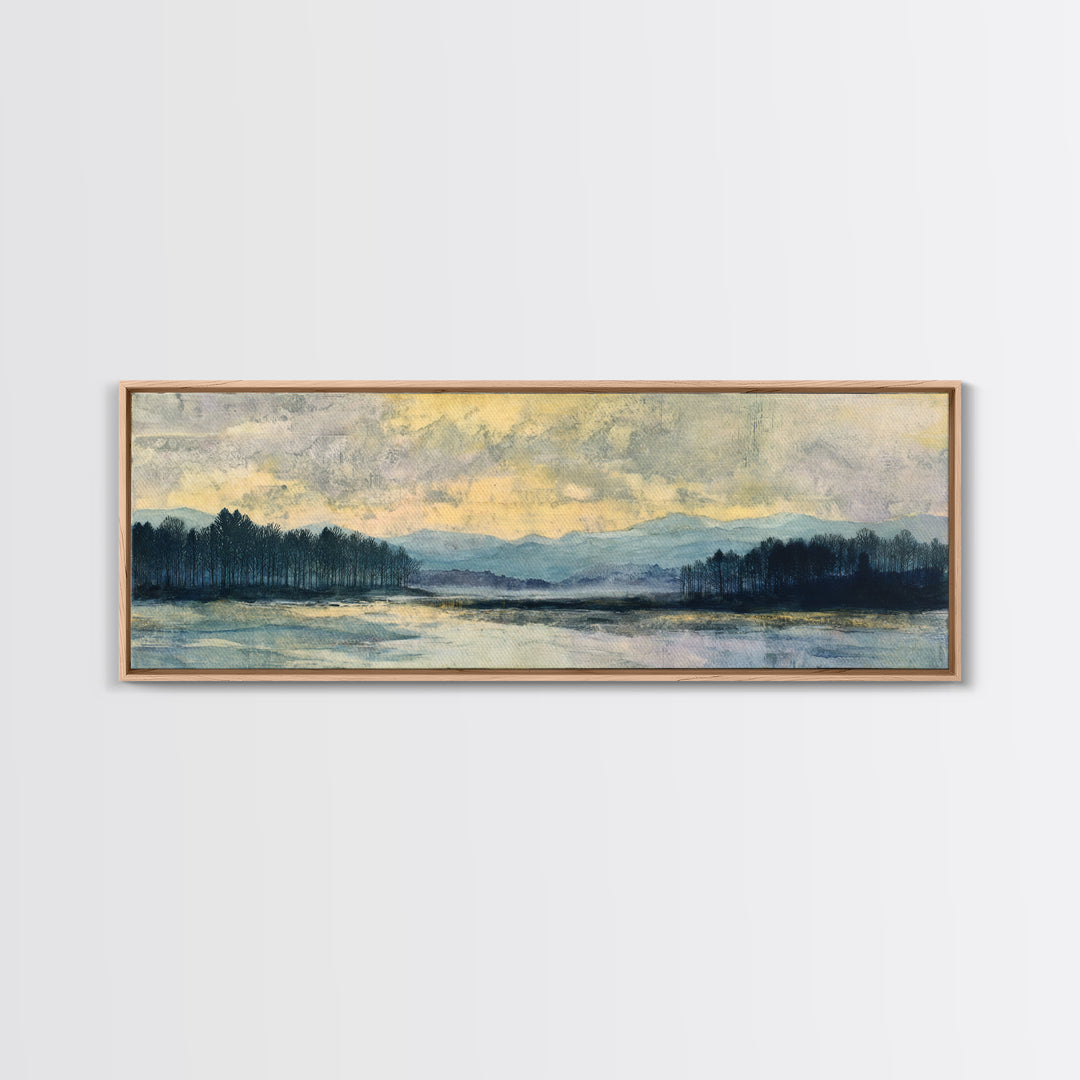 Quiet Lake Landscape at Early Morning Canvas Print, Guest Bedroom Art, Farmhouse Decor, Bedroom Decor, Fine Art, Guest, GBA-3x1-42