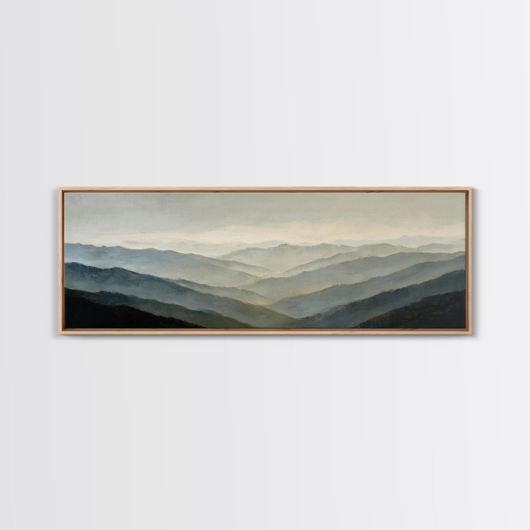 Soft Mountain Horizon Framed Canvas Print, Guest Bedroom Art, Wall Decor, Bedroom Decor, Fine Art, Guest, Living Room Decor, GBA-3x1-47