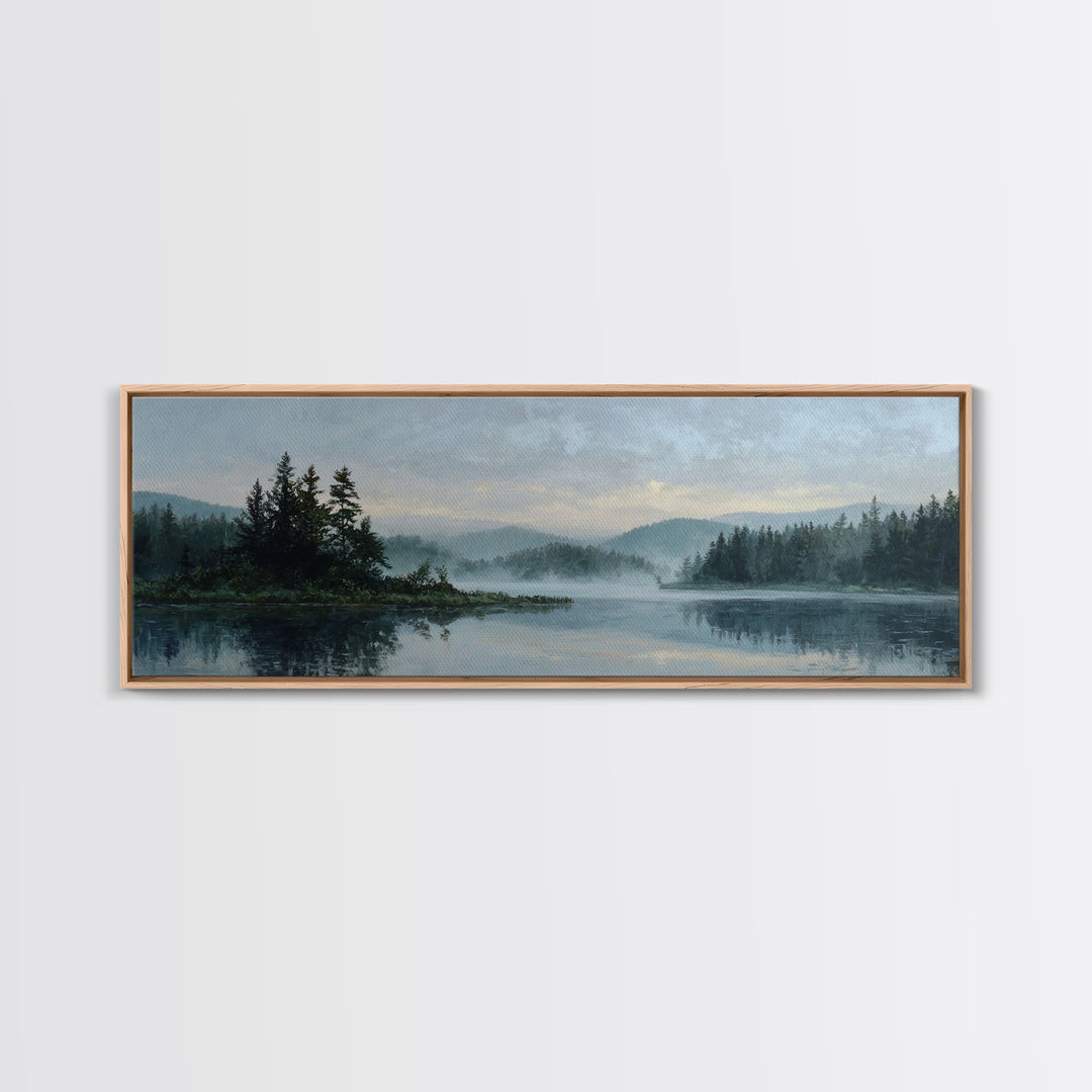 Quiet Lake Landscape at Early Morning Canvas Print, Guest Bedroom Art, Farmhouse Decor, Bedroom Decor, Fine Art, Guest, GBA-3x1-66