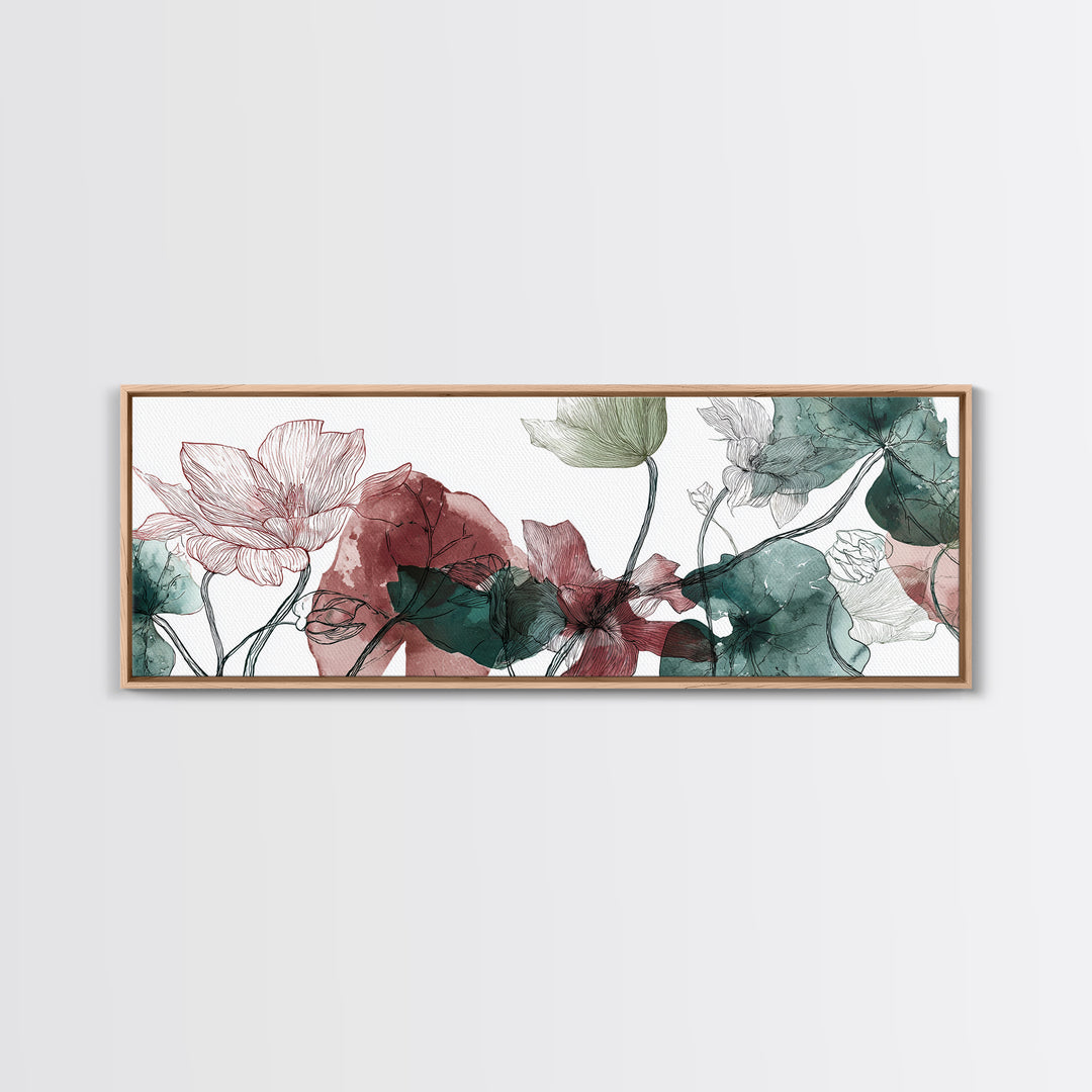 Gentle Botanical Line Drawing Trio Canvas Print, Guest Bedroom Art, Art Print, Bedroom Decor, Watercolor Art, Guest, Home, GBA-3x1-70