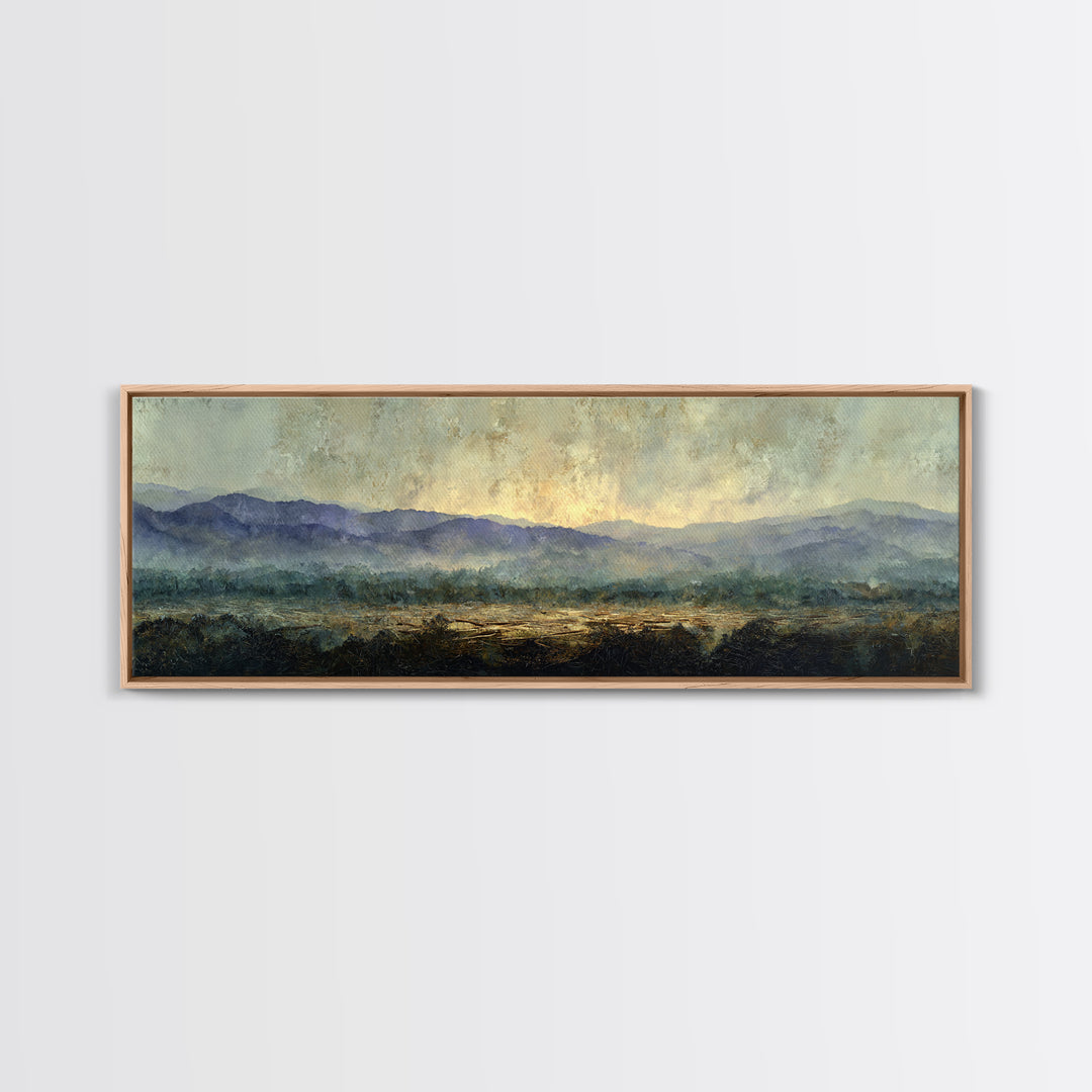 Soft Mountain Horizon Canvas Print, Guest Bedroom Art, Wall Art Prints, Bedroom Decor, Oil Painting, Guest, Cat Wall Art, GBA-3x1-71