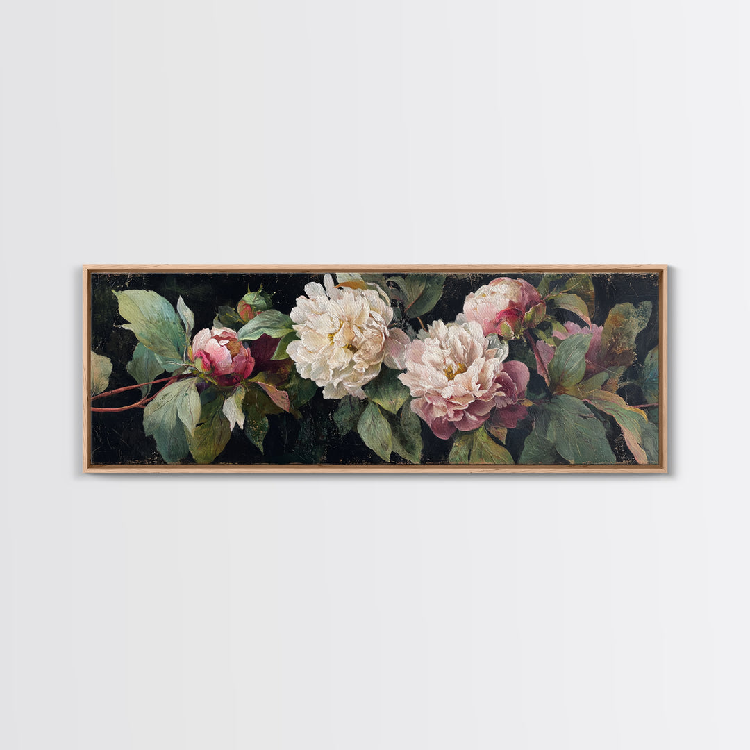 Neutral Peony Painting Framed Canvas Print, Guest Bedroom Art, Minimalist Wall Art, Bedroom Decor, Guest, Luxury Decor, GBA-3x1-73